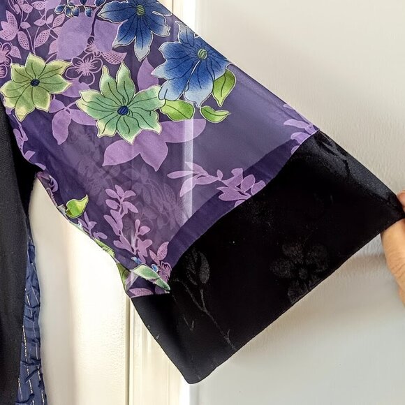 Vintage Spencer Alexis Blue Purple Floral Silk Kimono NWT - Picture 4 of 8
